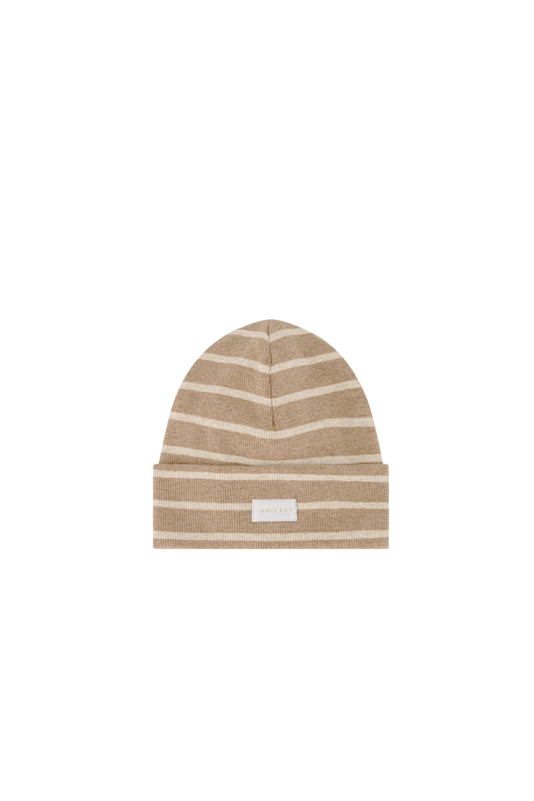 Organic Cotton Fine Rib Beanie - Elias Stripe Sable Marle Childrens Hat from Jamie Kay USA