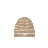 Organic Cotton Fine Rib Beanie - Elias Stripe Sable Marle Childrens Hat from Jamie Kay USA