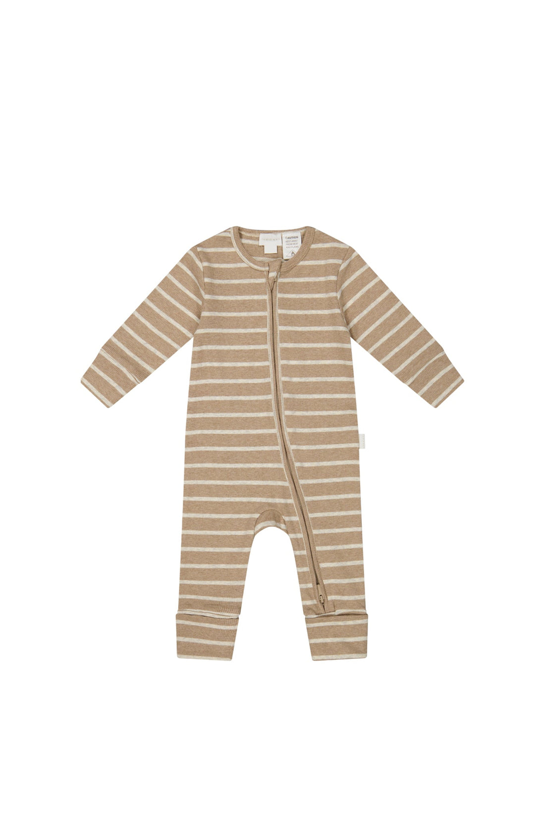 Organic Cotton Fine Rib Gracelyn Onepiece - Elias Stripe Sable Marle Childrens Onepiece from Jamie Kay USA