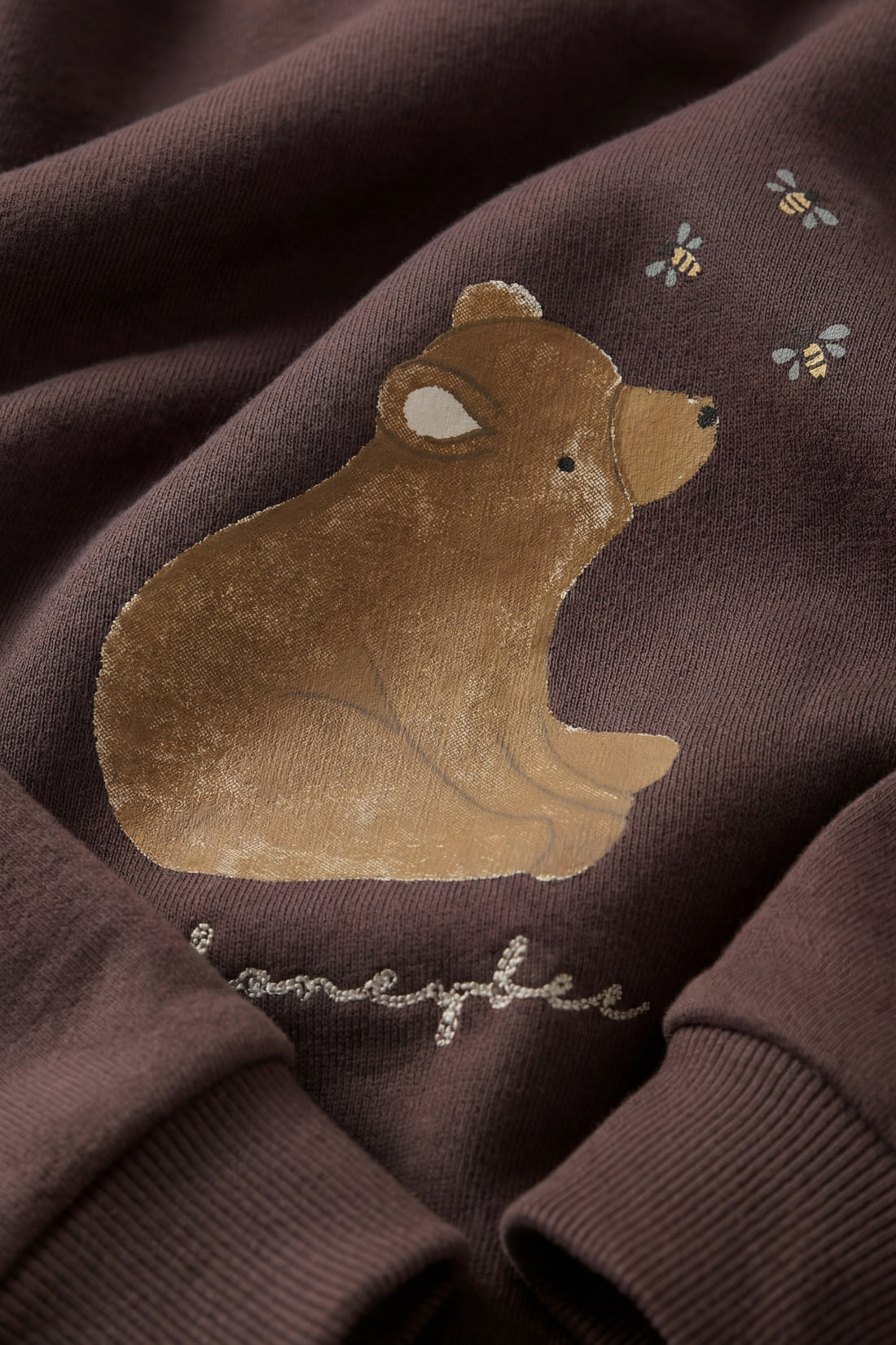 Organic Cotton Hayes Sweatshirt - Raku Honeybee Bear Childrens Sweatshirt from Jamie Kay USA