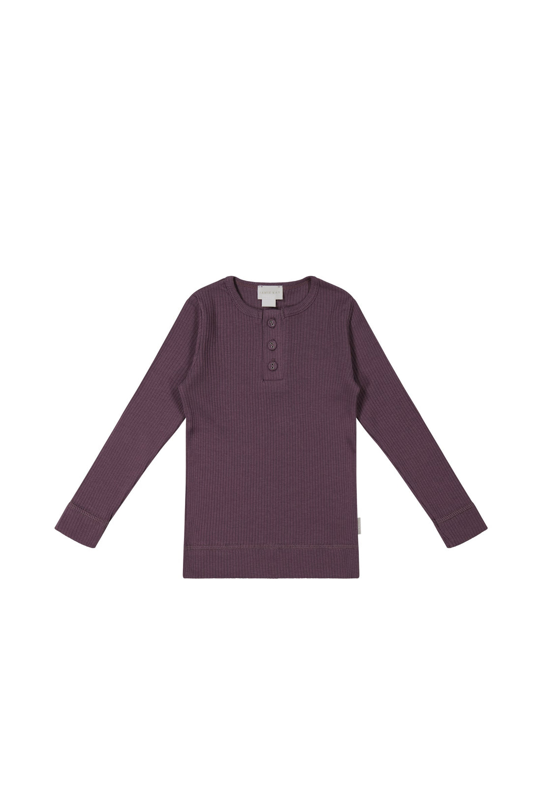 Organic Cotton Modal Long Sleeve Henley - Blackberry Childrens Top from Jamie Kay USA