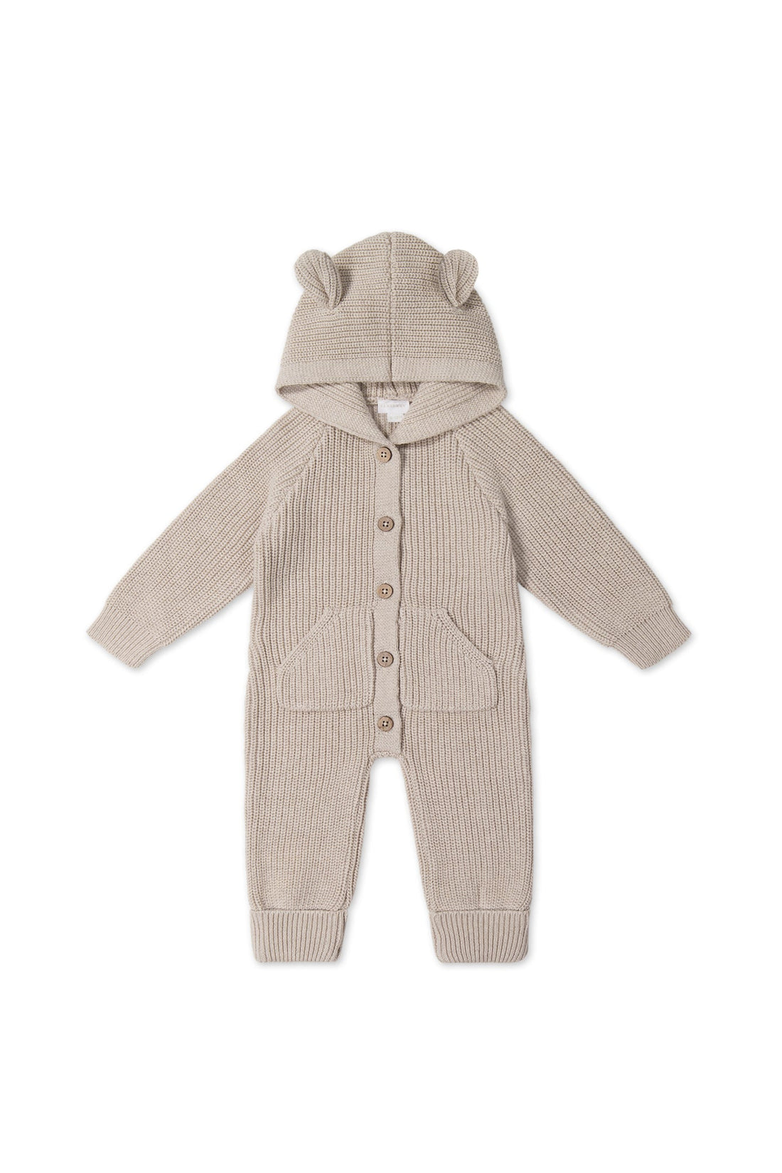 Bear Knit Onepiece - Sand Marle Fleck Childrens Onepiece from Jamie Kay USA