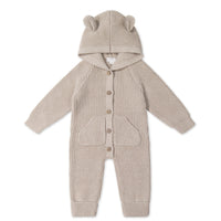 Bear Knit Onepiece - Sand Marle Fleck Childrens Onepiece from Jamie Kay USA