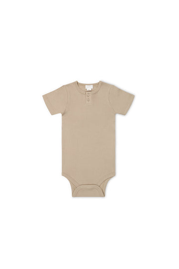 Organic Cotton Modal Darcy Rib Tee Bodysuit - Fawn Childrens Bodysuit from Jamie Kay USA