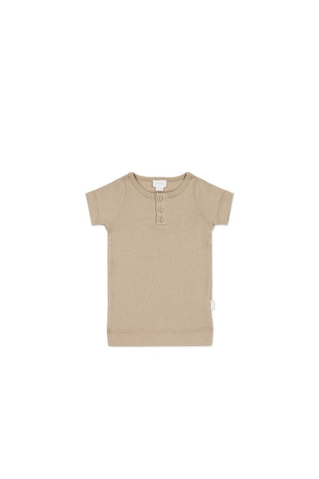 Organic Cotton Modal Henley Tee - Fawn Childrens Top from Jamie Kay USA