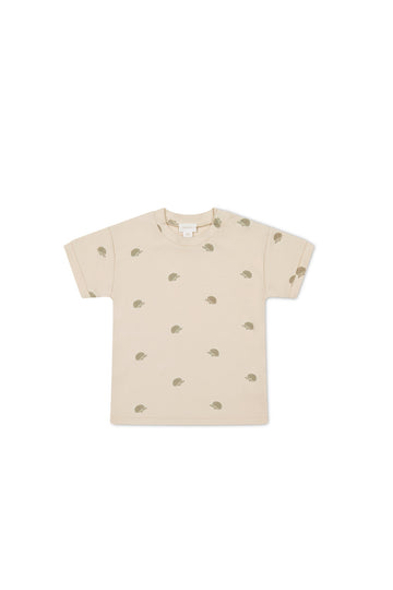 Pima Cotton Eddie T-Shirt - Henry Hedgehog Birch Childrens Top from Jamie Kay USA