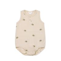 Pima Cotton Noah Playsuit - Henry Hedgehog Birch Childrens Playsuit from Jamie Kay USA