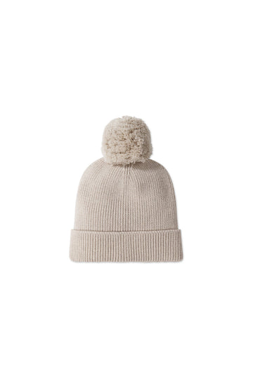 Pom Pom Hat - Sand Marle Fleck Childrens Hat from Jamie Kay USA