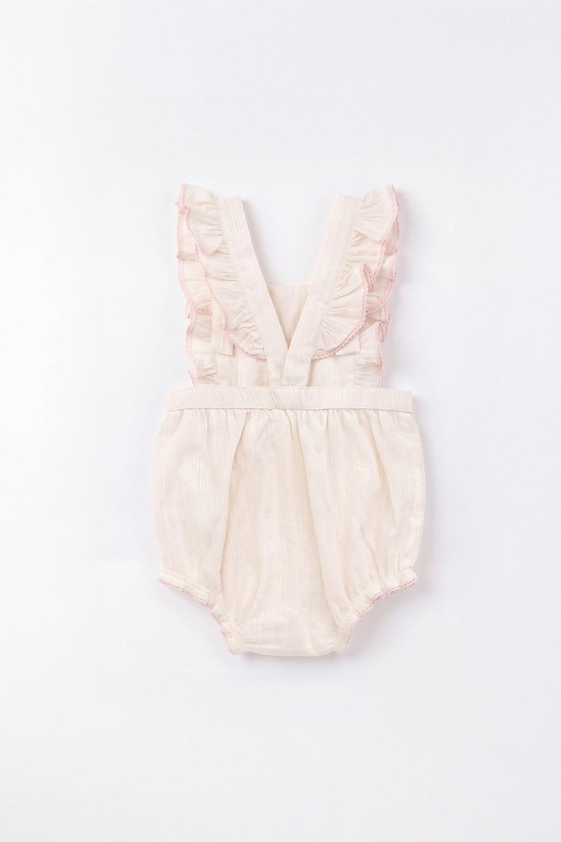 Organic Cotton Zadie Playsuit - Vanilla Embroidery Pink Childrens Playsuit from Jamie Kay USA