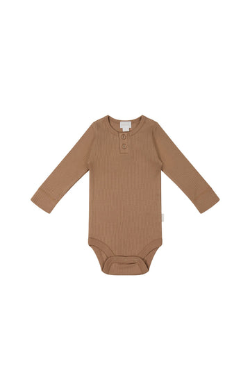 Organic Cotton Modal Long Sleeve Bodysuit - Cavern Clay Childrens Bodysuit from Jamie Kay USA