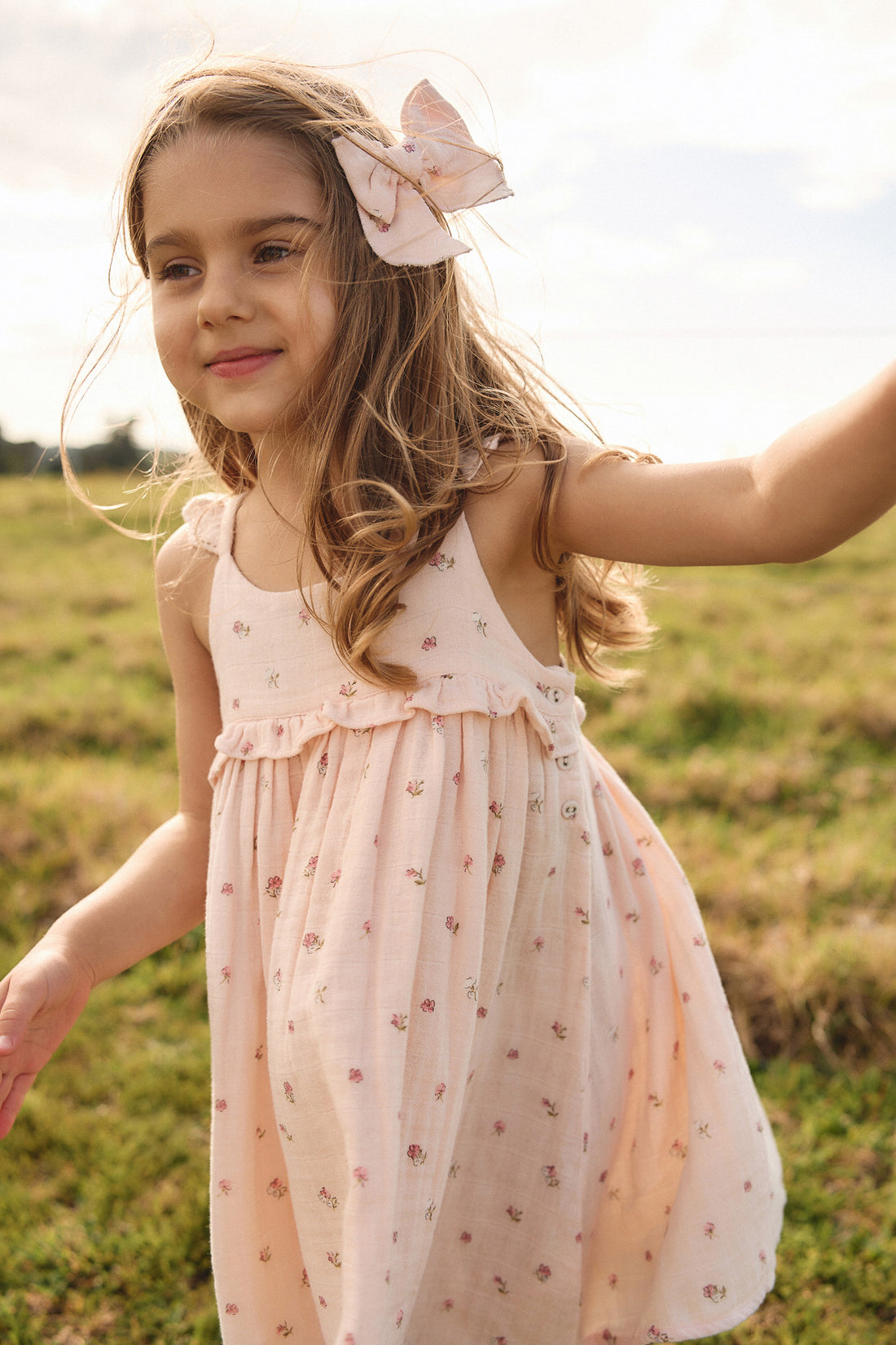 Organic Cotton Muslin Lola Dress - Meredith Morganite Childrens Dress from Jamie Kay USA