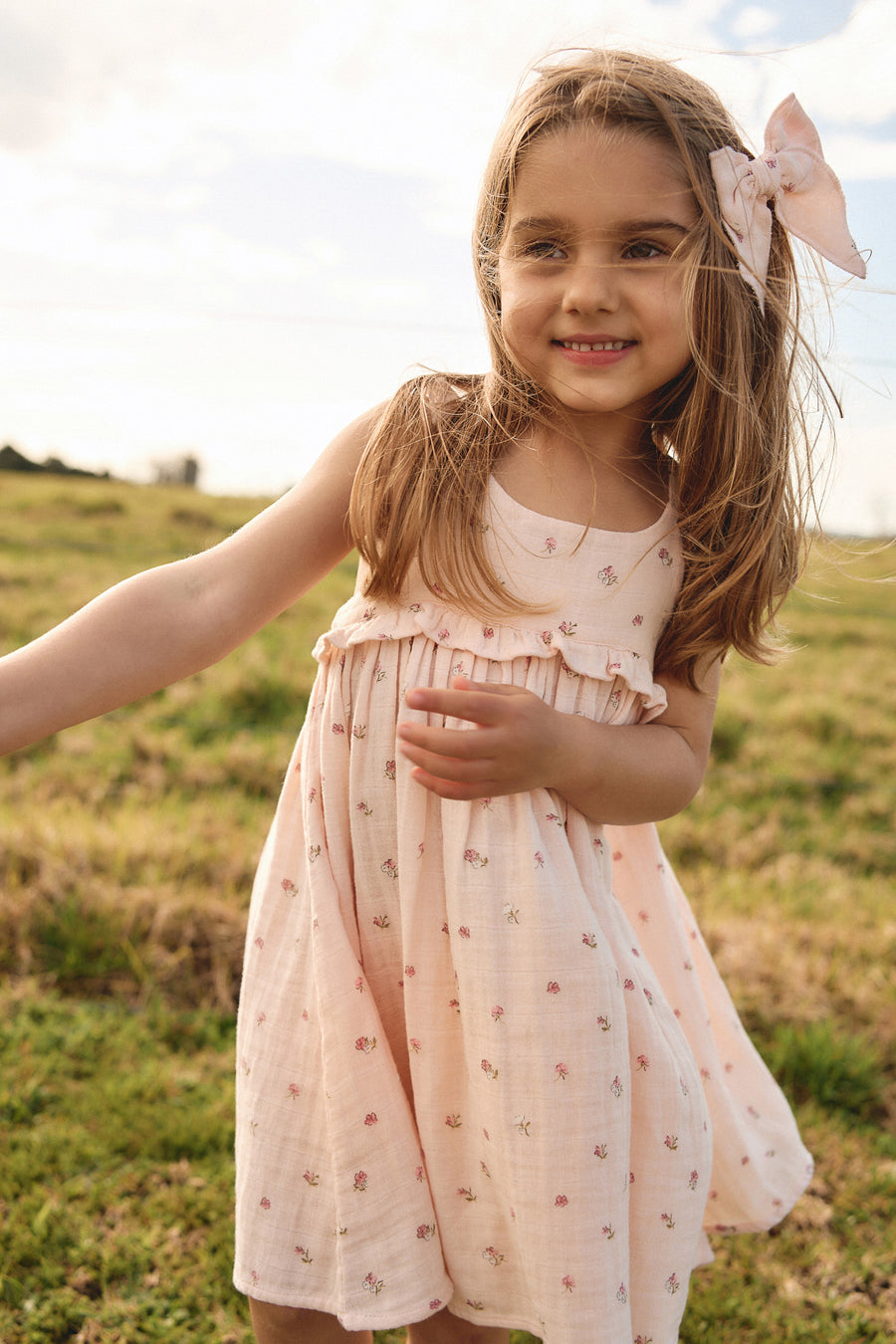 Organic Cotton Muslin Lola Dress - Meredith Morganite Childrens Dress from Jamie Kay USA