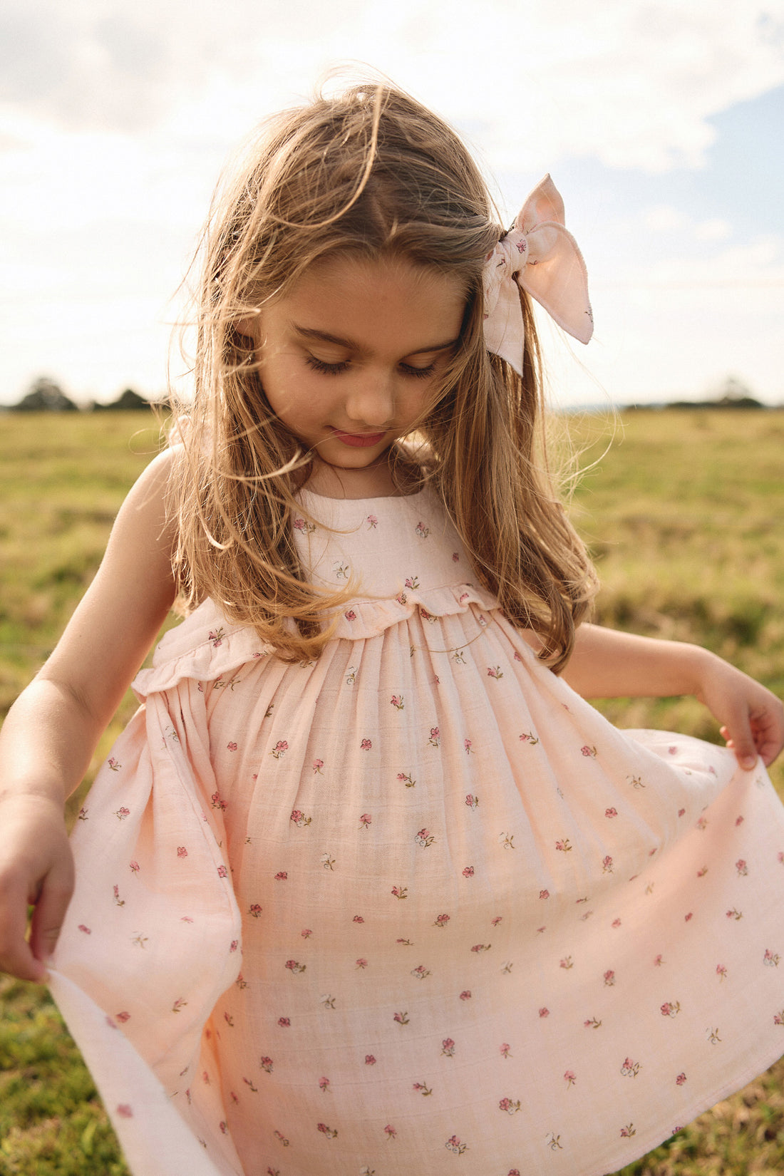 Organic Cotton Muslin Lola Dress - Meredith Morganite Childrens Dress from Jamie Kay USA