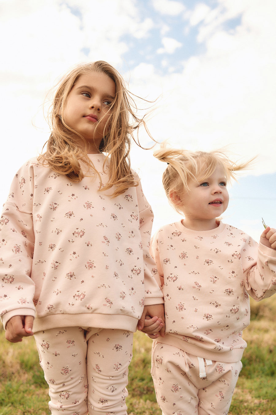 Organic Cotton Morgan Track Pant - Petite Fleur Soft Peony Childrens Pant from Jamie Kay USA