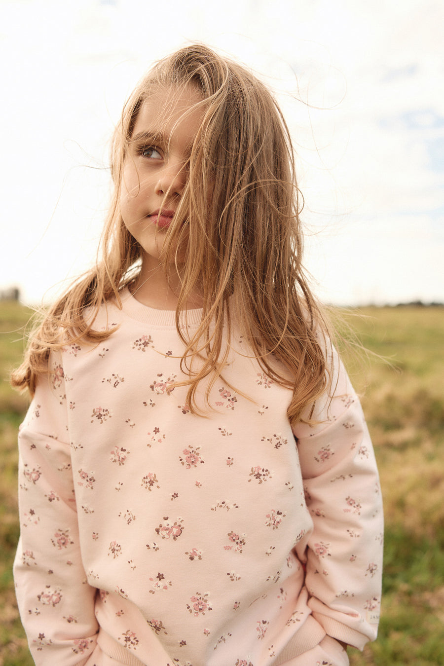 Organic Cotton Bobbie Sweatshirt - Petite Fleur Soft Peony Childrens Top from Jamie Kay USA