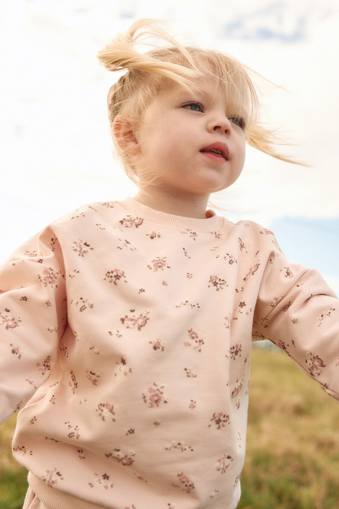 Organic Cotton Bobbie Sweatshirt - Petite Fleur Soft Peony Childrens Top from Jamie Kay USA