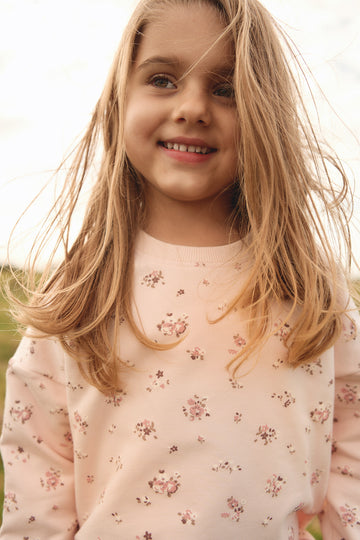 Organic Cotton Bobbie Sweatshirt - Petite Fleur Soft Peony Childrens Top from Jamie Kay USA