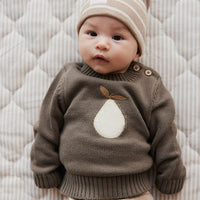 Organic Cotton Fine Rib Beanie - Elias Stripe Sable Marle Childrens Hat from Jamie Kay USA