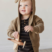 Pima Cotton Jason Tee - Easy Stripe Dark Chocolate/Woodsmoke Childrens Top from Jamie Kay USA