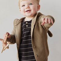 Pima Cotton Jason Tee - Easy Stripe Dark Chocolate/Woodsmoke Childrens Top from Jamie Kay USA