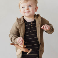 Pima Cotton Jason Tee - Easy Stripe Dark Chocolate/Woodsmoke Childrens Top from Jamie Kay USA