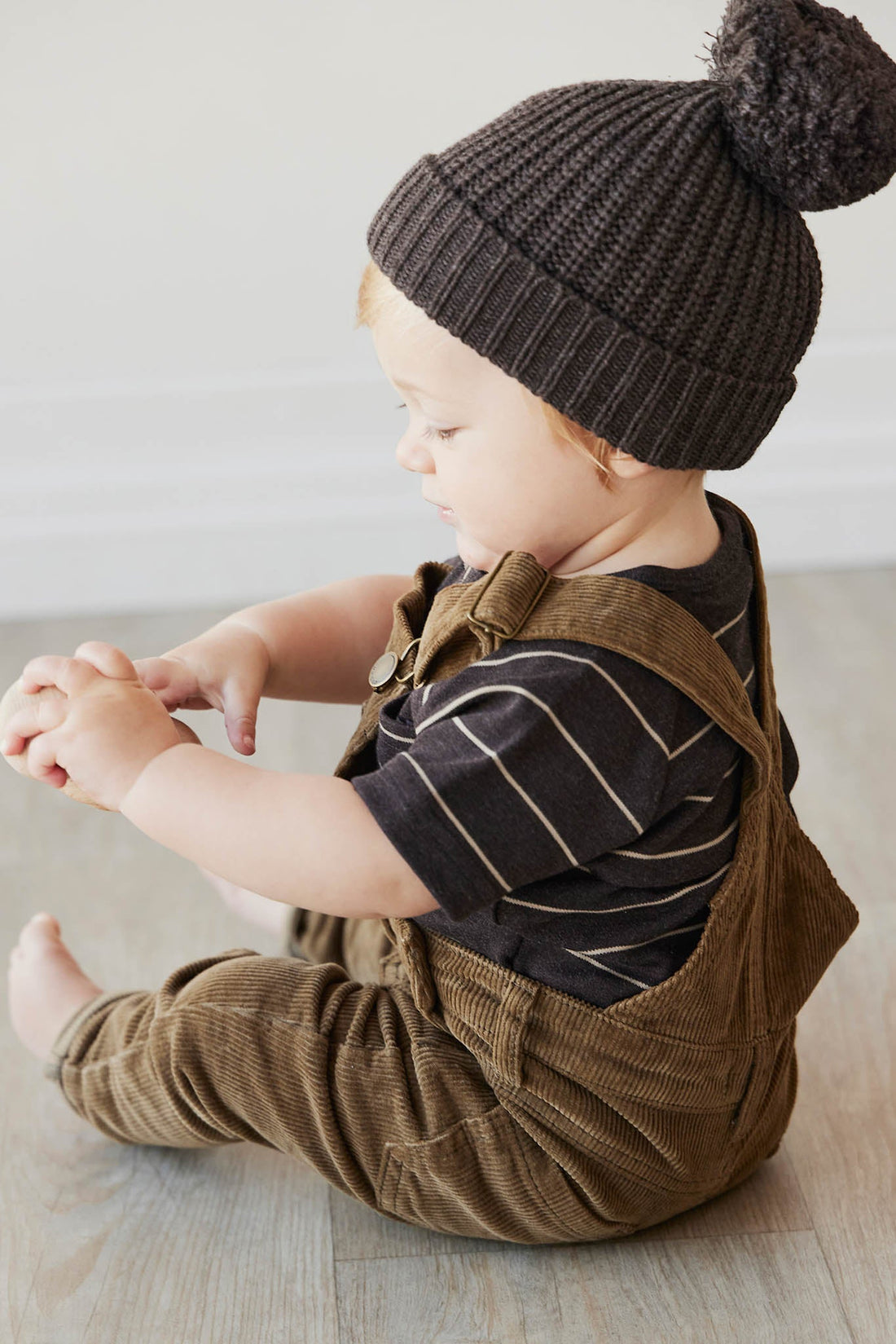 Pima Cotton Jason Tee - Easy Stripe Dark Chocolate/Woodsmoke Childrens Top from Jamie Kay USA