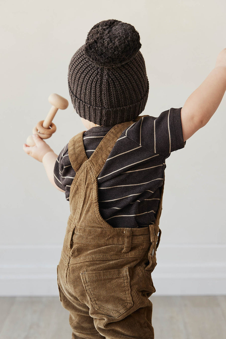 Pima Cotton Jason Tee - Easy Stripe Dark Chocolate/Woodsmoke Childrens Top from Jamie Kay USA