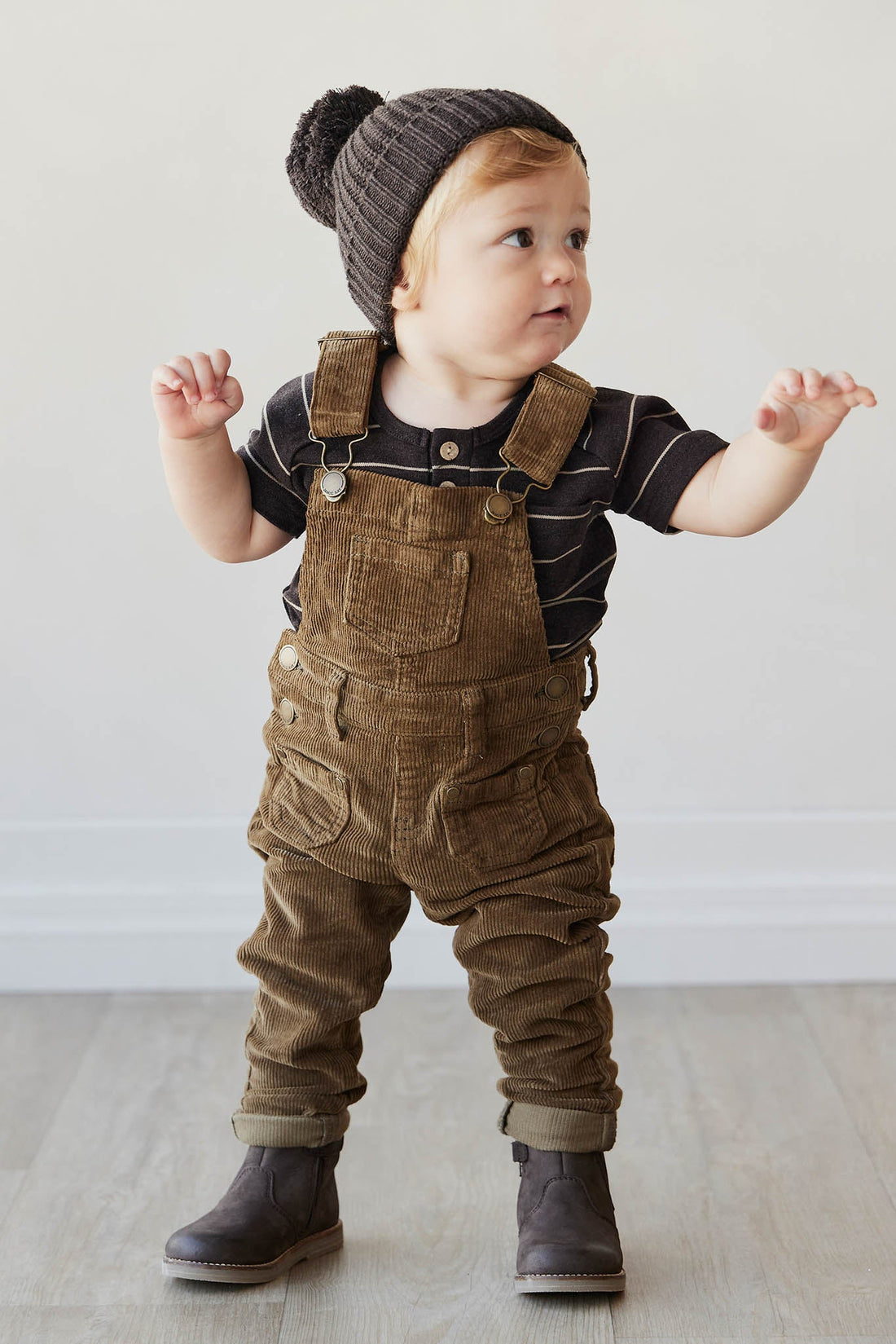 Pima Cotton Jason Tee - Easy Stripe Dark Chocolate/Woodsmoke Childrens Top from Jamie Kay USA