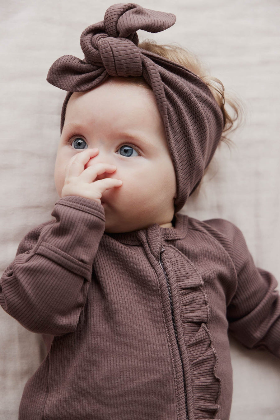 Organic Cotton Fine Rib Headband - Deep Cocoa Childrens Headband from Jamie Kay USA