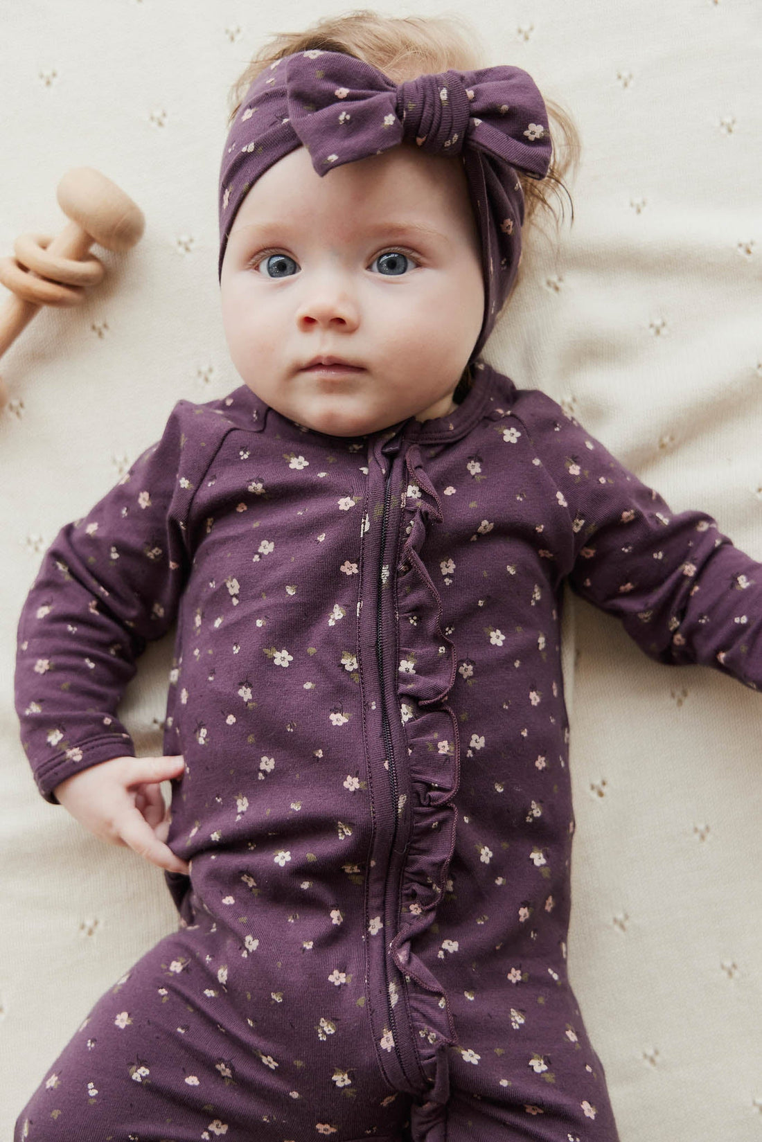 Organic Cotton Melanie Onepiece - Goldie Huckleberry Sparse Childrens Onepiece from Jamie Kay USA