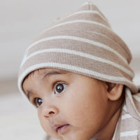 Organic Cotton Fine Rib Beanie - Elias Stripe Sable Marle Childrens Hat from Jamie Kay USA