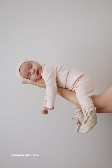 Organic Cotton Modal Long Sleeve Bodysuit - Dainty Pink Childrens Bodysuit from Jamie Kay USA