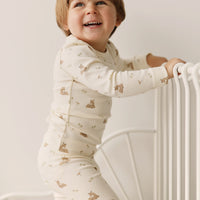 Organic Cotton Fine Rib Kayln Long Sleeve Pyjama Set - Clover Fields Childrens Pyjama from Jamie Kay USA