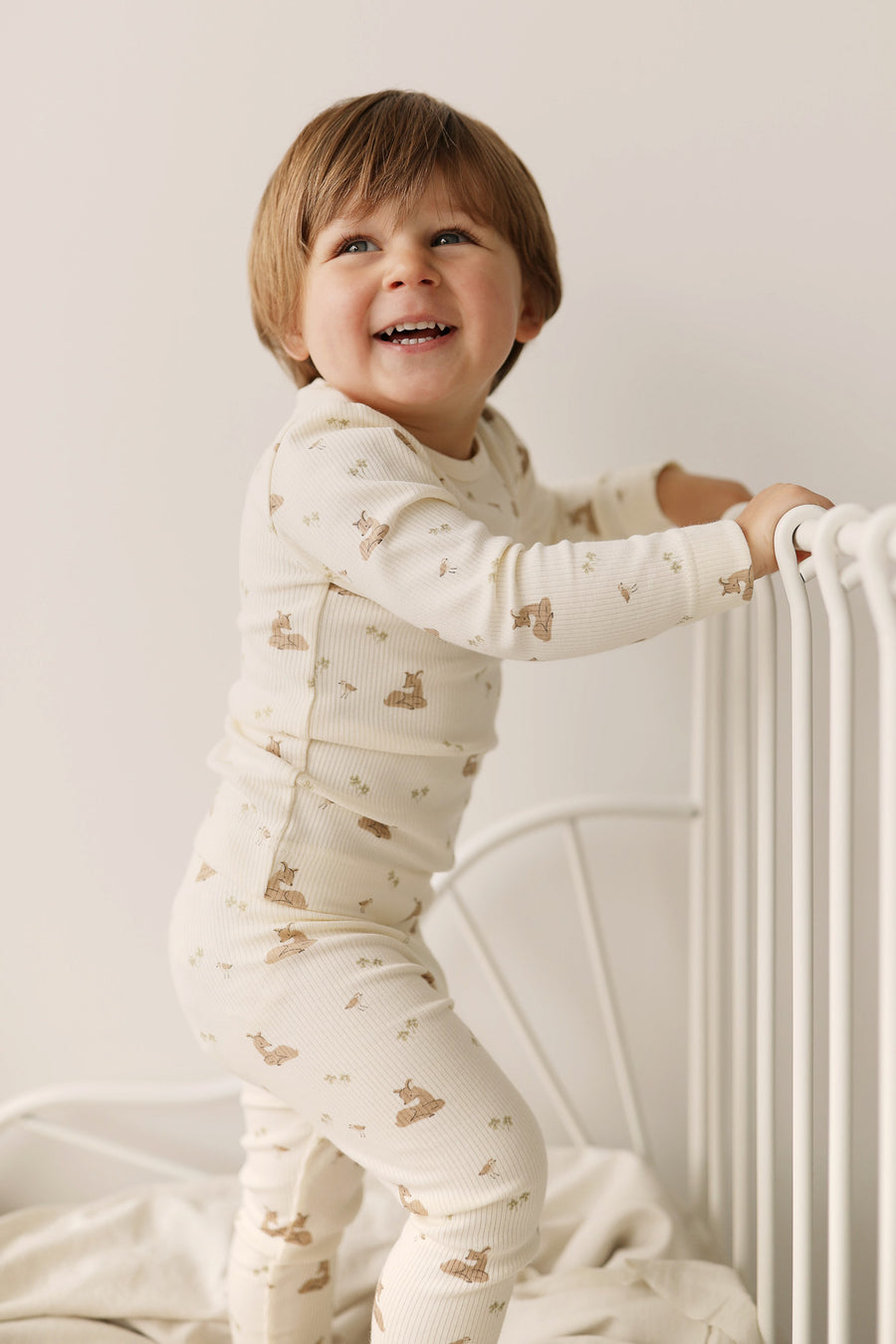 Organic Cotton Fine Rib Kayln Long Sleeve Pyjama Set - Clover Fields Childrens Pyjama from Jamie Kay USA