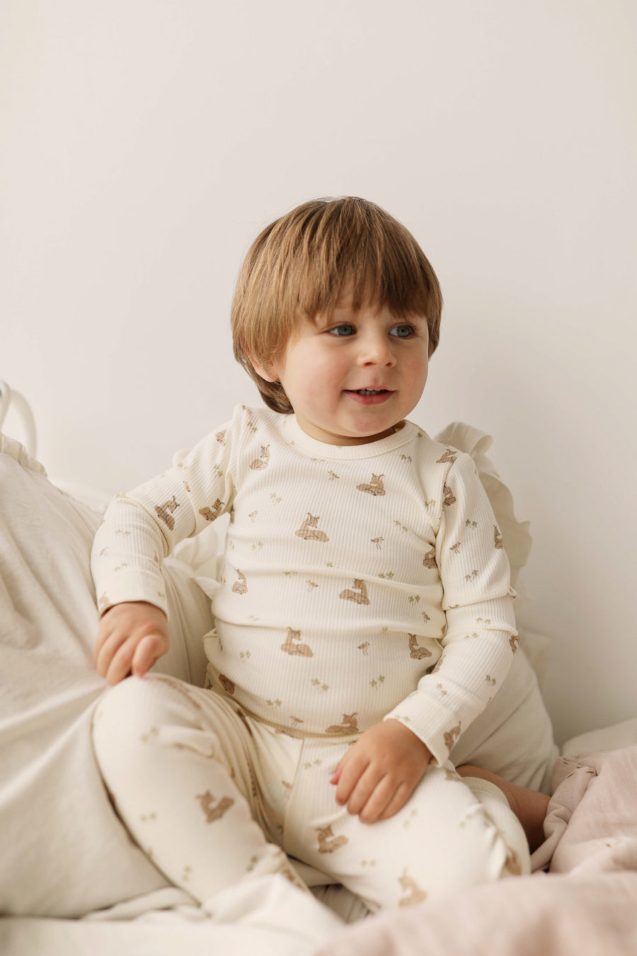 Organic Cotton Fine Rib Kayln Long Sleeve Pyjama Set - Clover Fields Childrens Pyjama from Jamie Kay USA