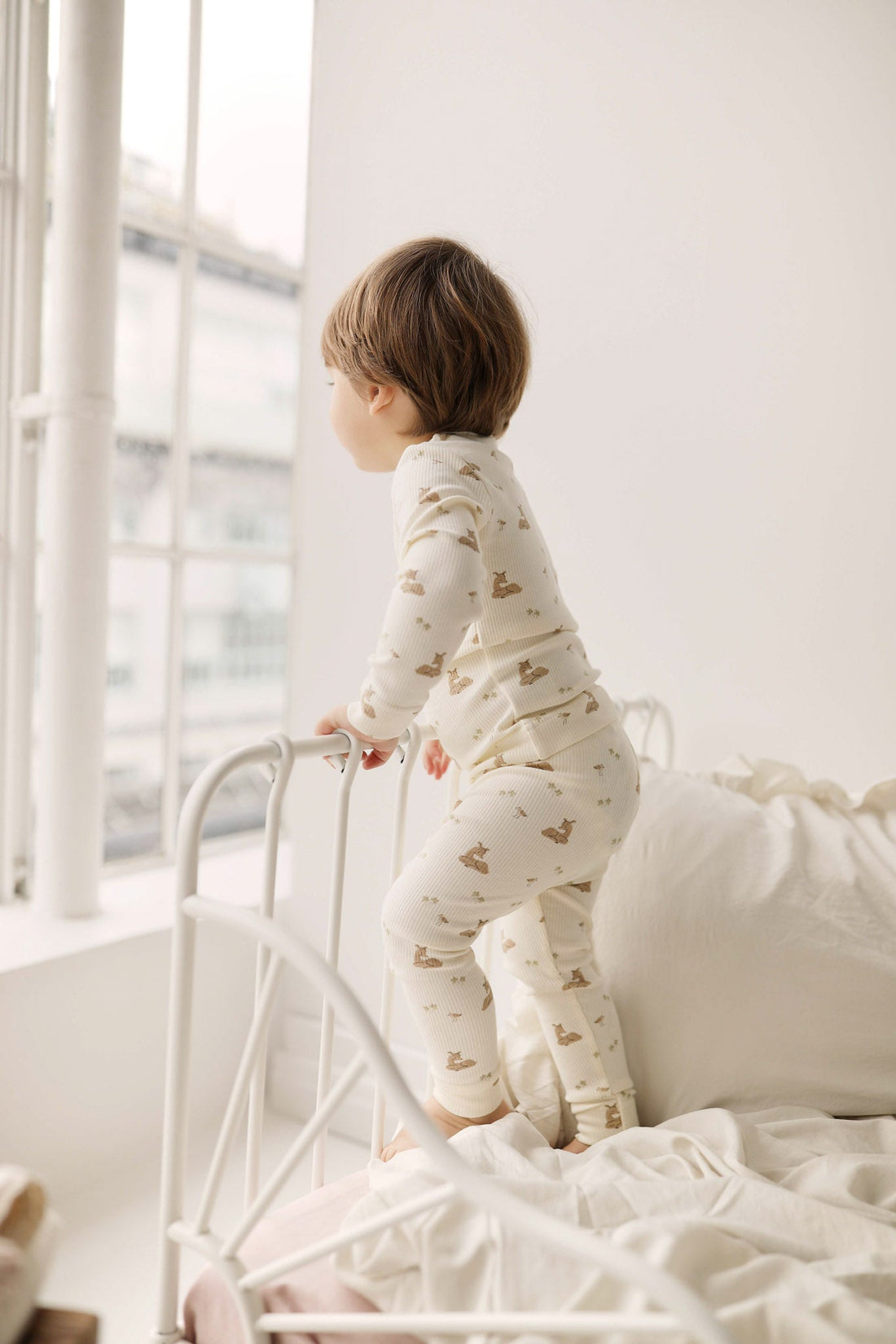 Organic Cotton Fine Rib Kayln Long Sleeve Pyjama Set - Clover Fields Childrens Pyjama from Jamie Kay USA