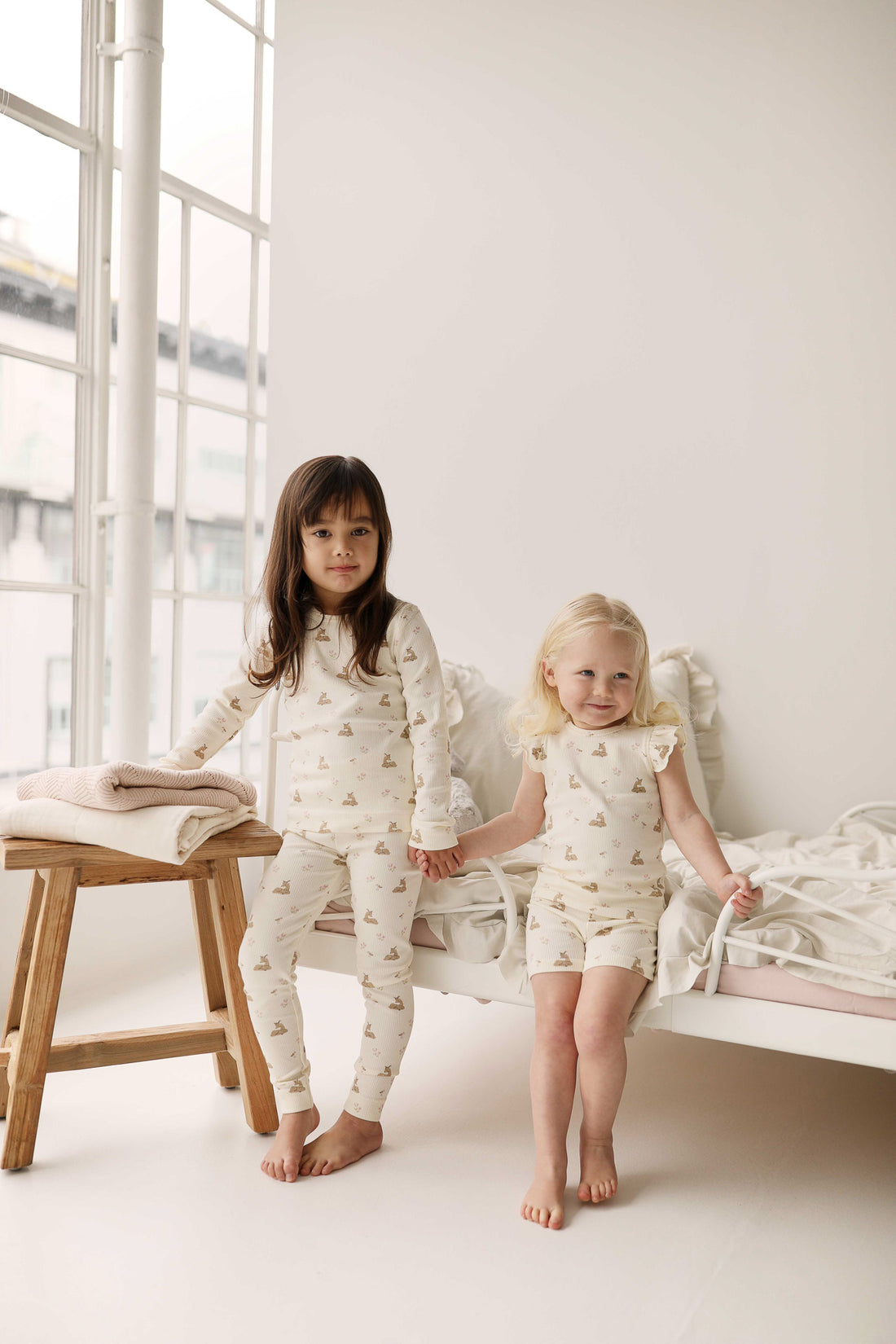 Organic Cotton Fine Rib Kayln Long Sleeve Pyjama Set - Little Fawn Childrens Pyjama from Jamie Kay USA