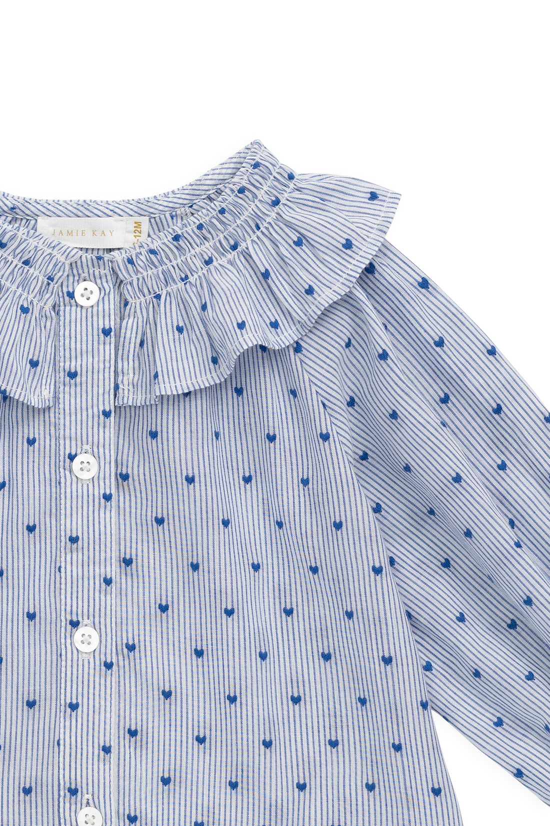Organic Cotton Bellamy Blouse - Mon Amour Stripe Indigo Childrens Top from Jamie Kay USA