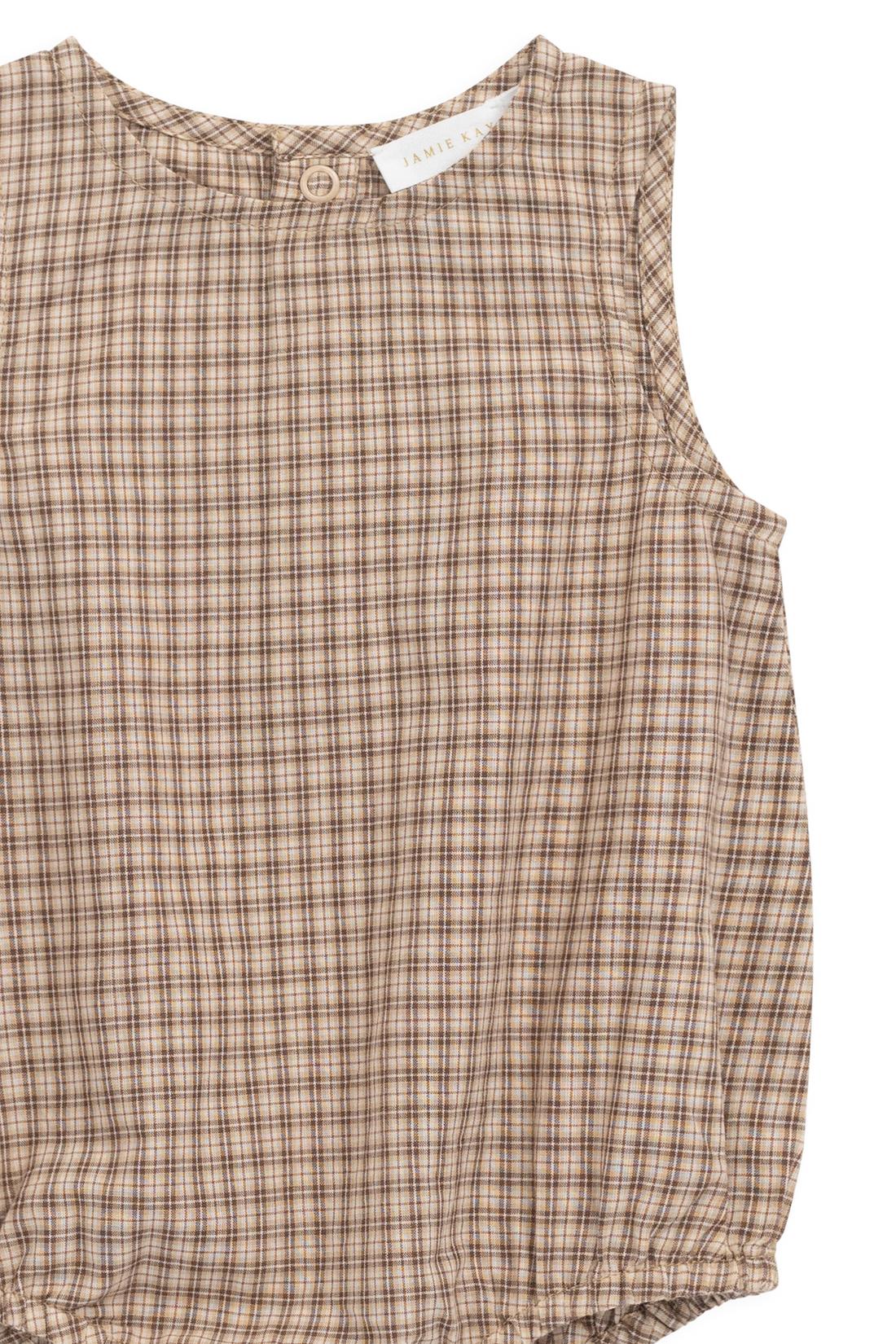Organic Cotton Bentley Playsuit - Cabin Check Cocoa Childrens Playsuit from Jamie Kay USA