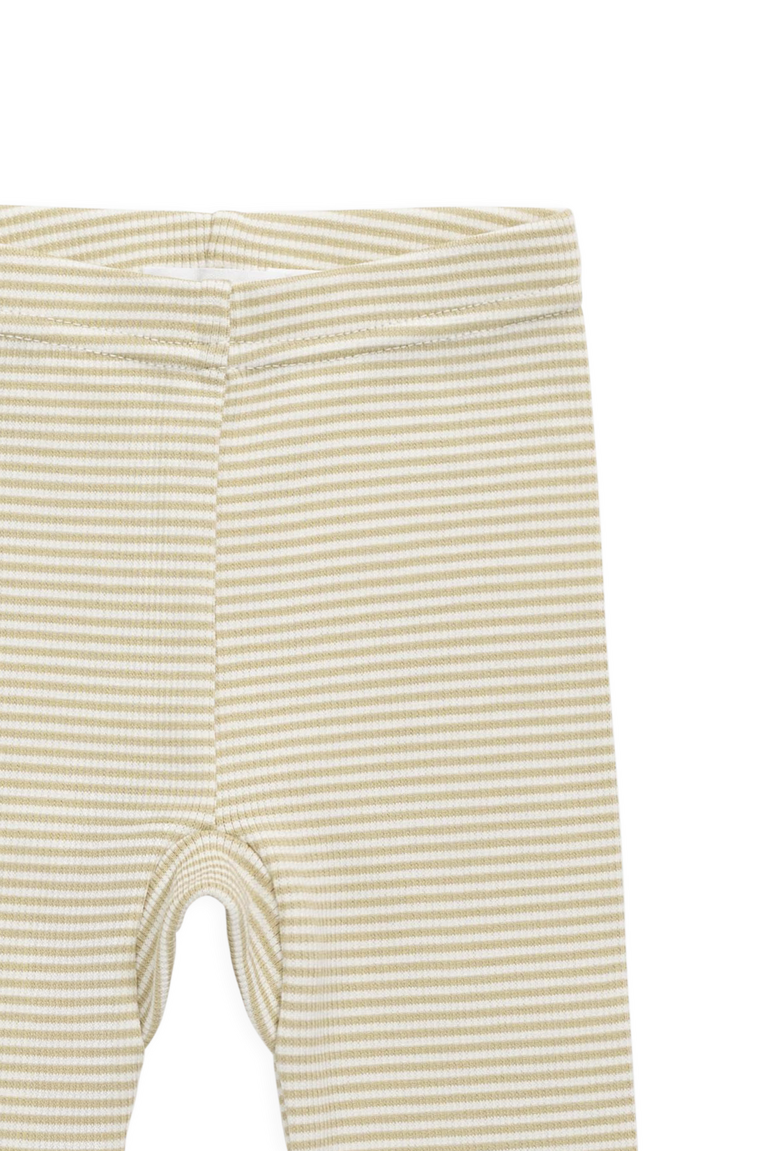 Organic Cotton Fine Rib Wiley Legging - Petite Stripe Hay/Cloud Childrens Legging from Jamie Kay USA