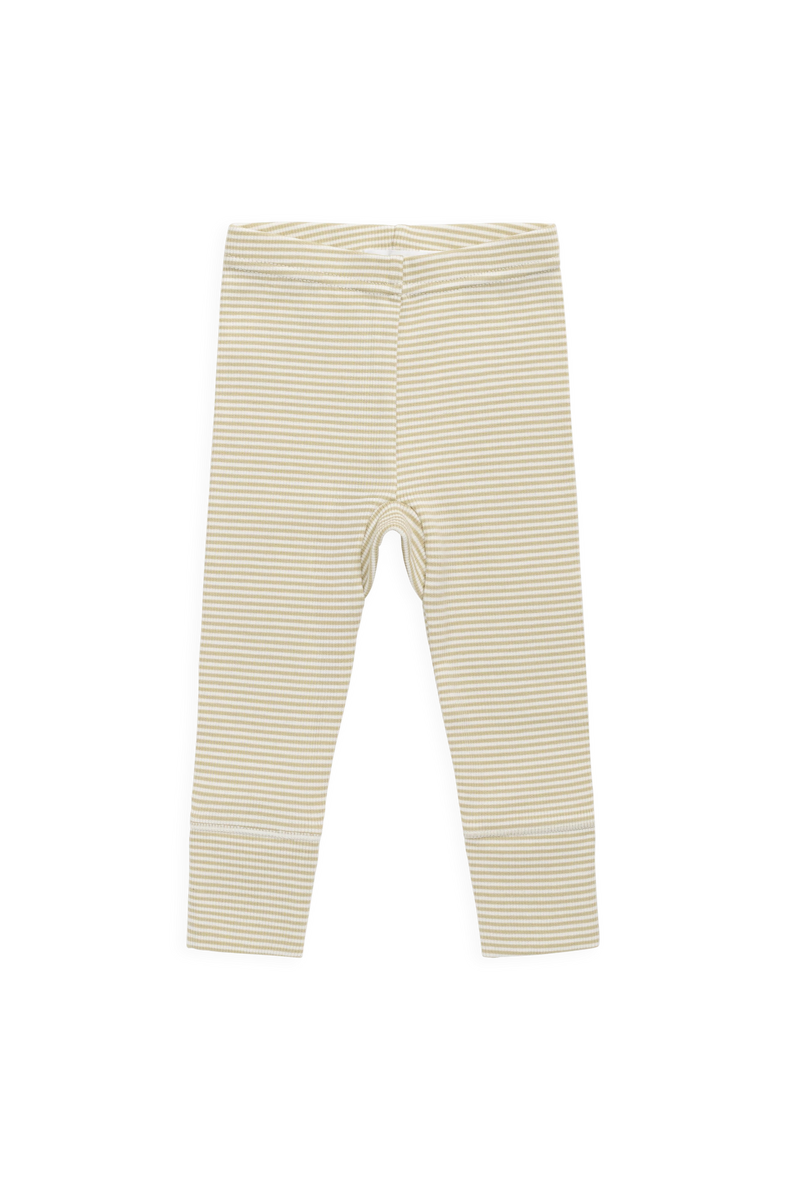 Organic Cotton Fine Rib Wiley Legging - Petite Stripe Hay/Cloud Childrens Legging from Jamie Kay USA