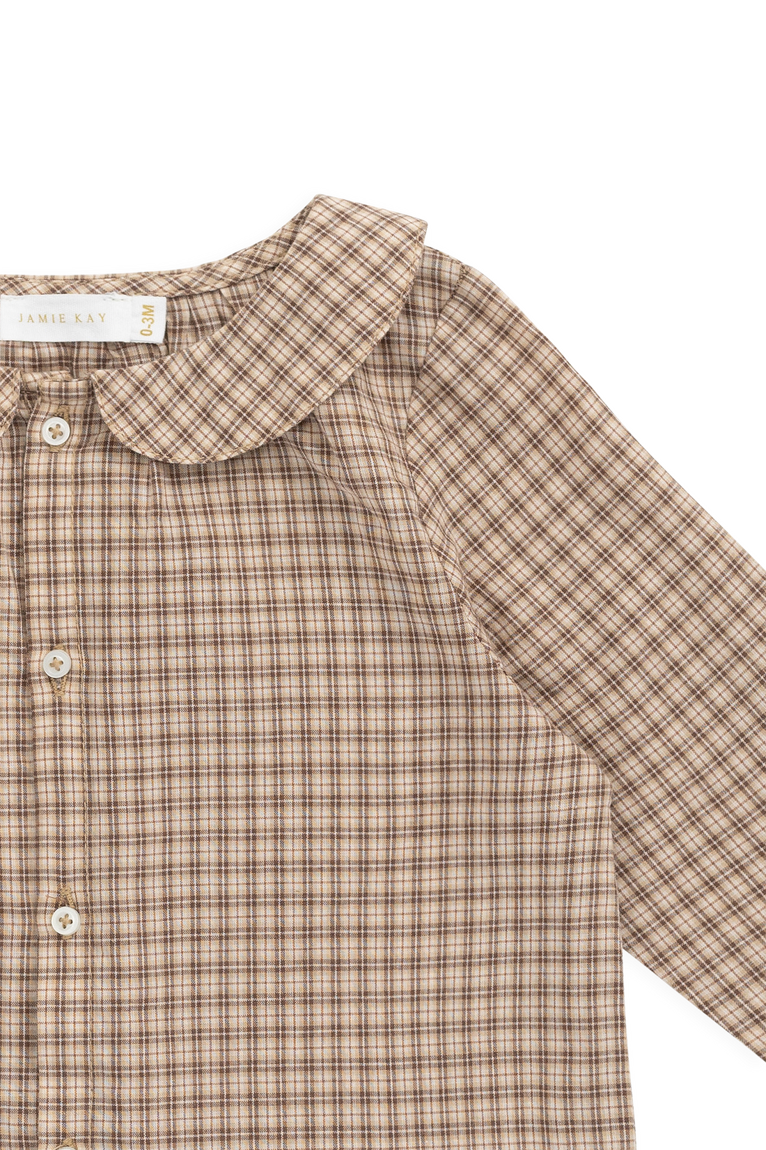 Organic Cotton Gabriel Top - Cabin Check Cocoa Childrens Top from Jamie Kay USA