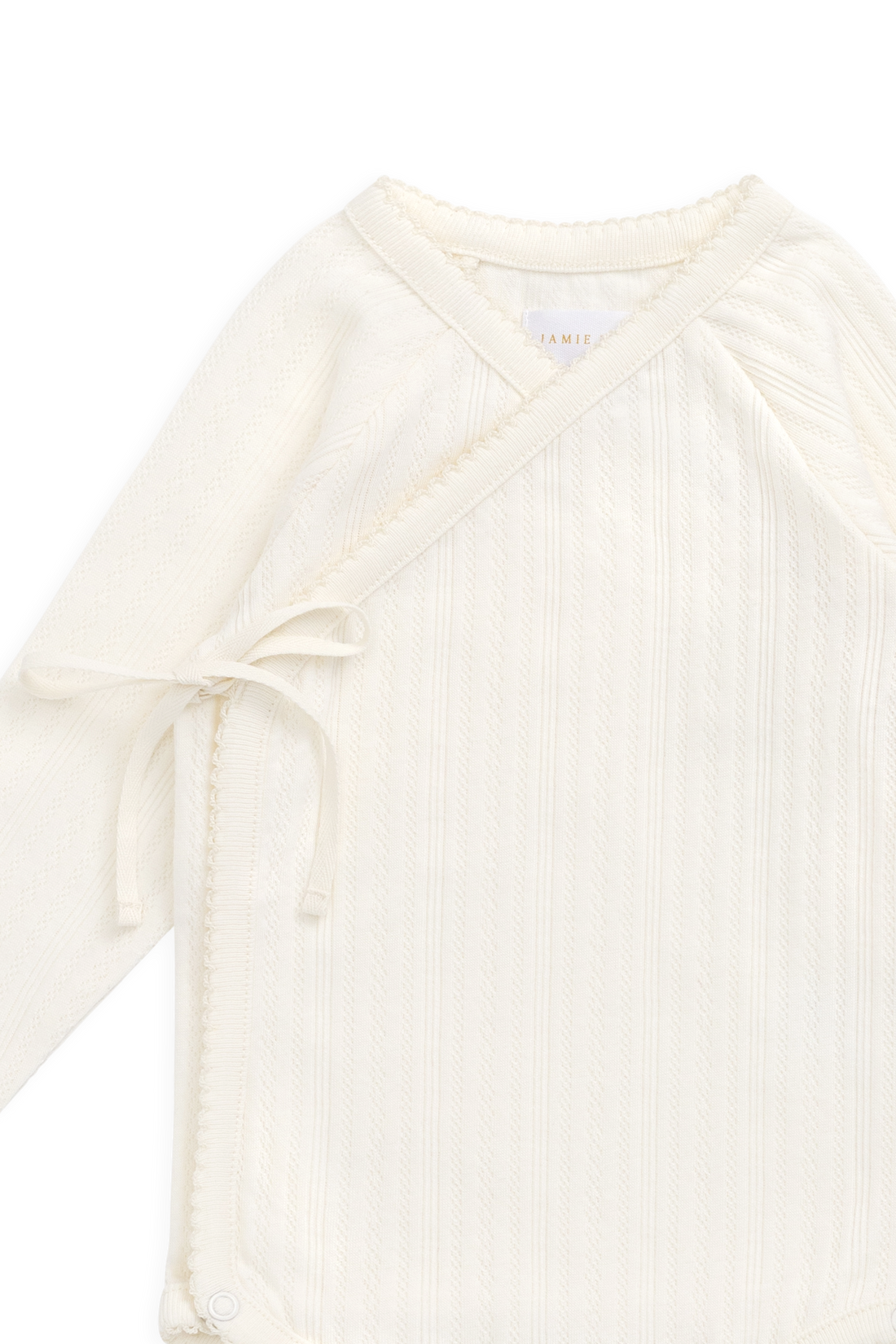 Organic Cotton Pointelle Marina Bodysuit - Parchment Childrens Bodysuit from Jamie Kay USA