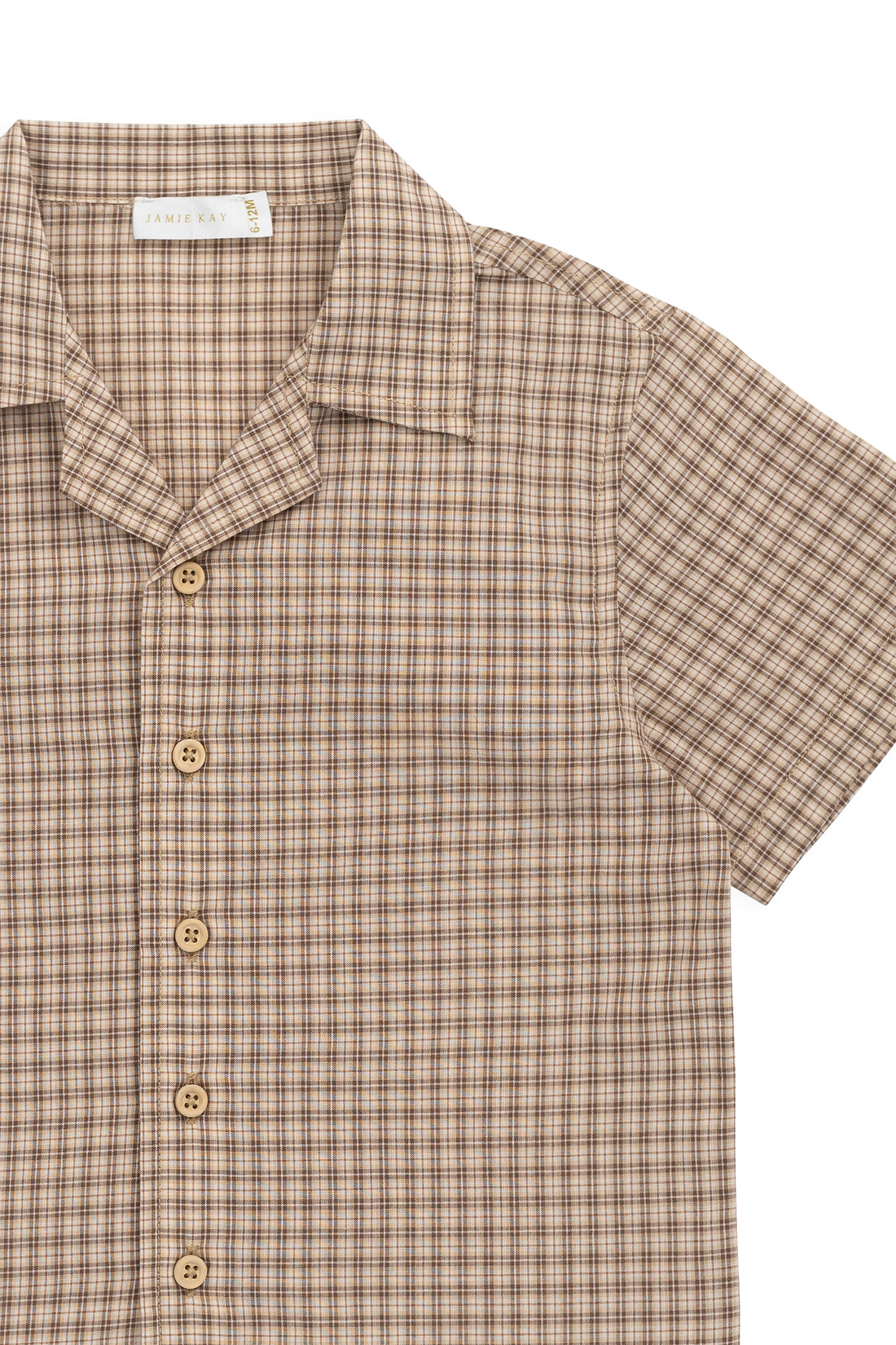 Organic Cotton Silas Shirt - Cabin Check Cocoa Childrens Top from Jamie Kay USA
