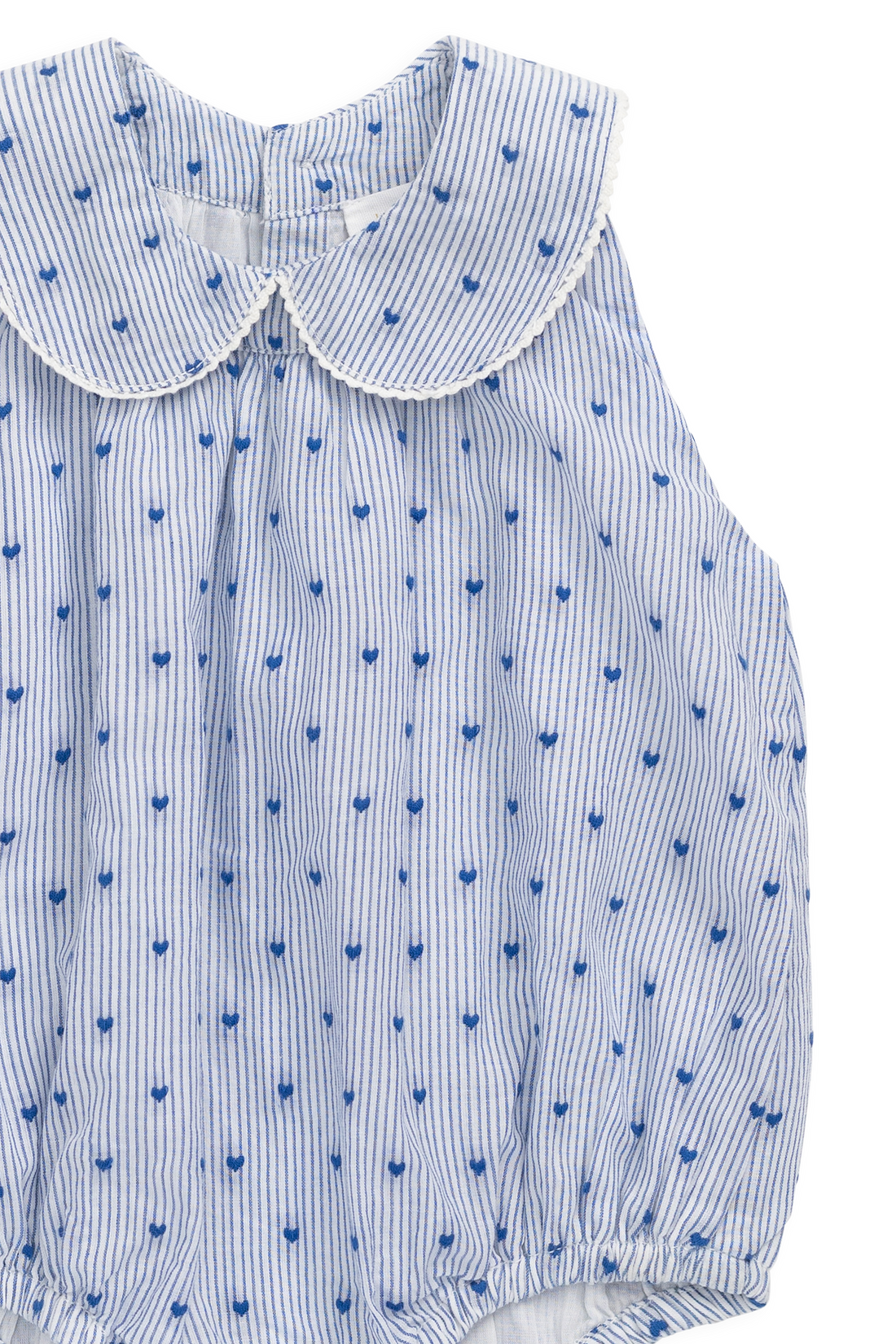 Organic Cotton Wisteria Playsuit - Mon Amour Stripe Indigo Childrens Playsuit from Jamie Kay USA