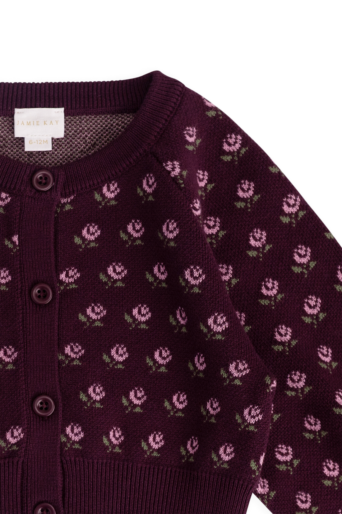 Evie Cardigan - Evie Jacquard Fig Childrens Cardigan from Jamie Kay USA