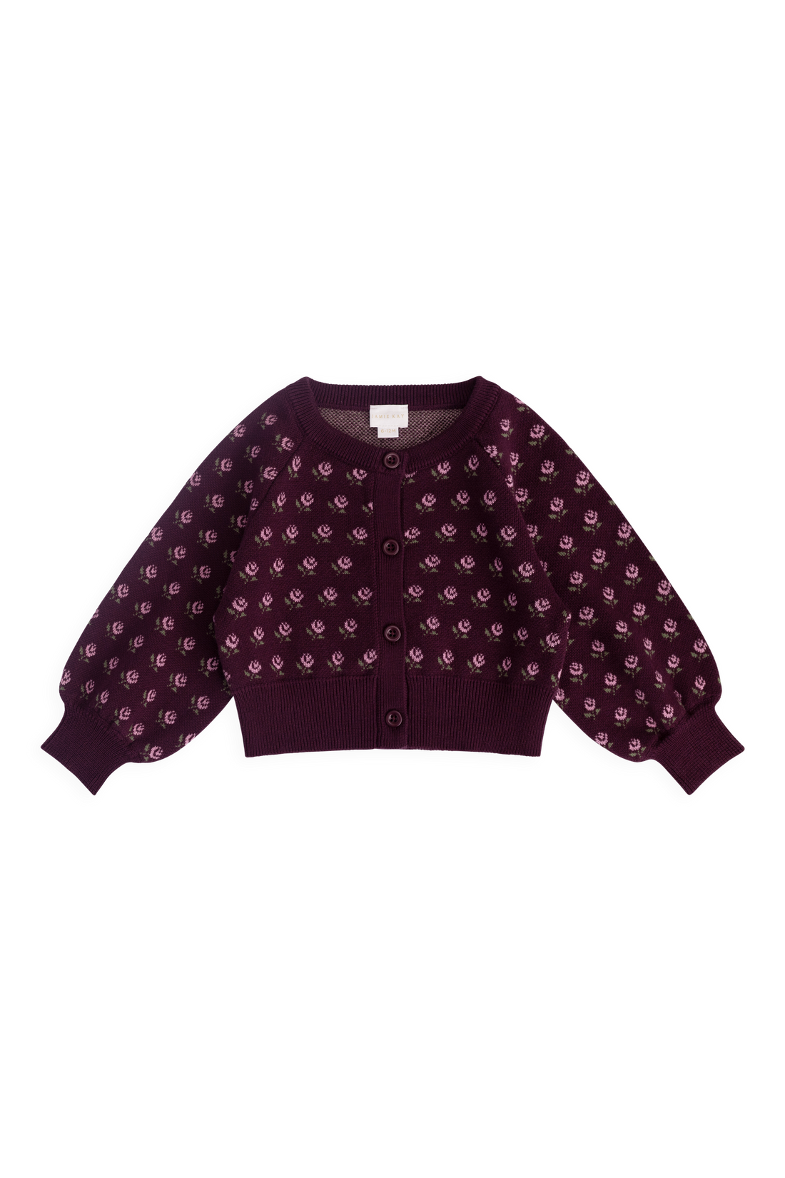Evie Cardigan - Evie Jacquard Fig Childrens Cardigan from Jamie Kay USA