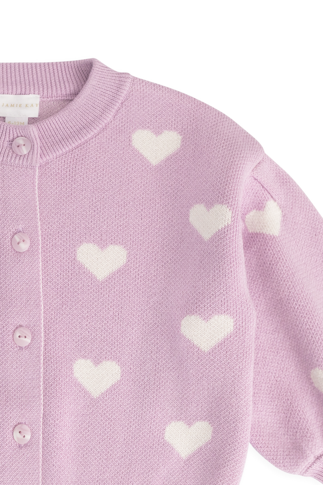 Kayla Cardigan - Kayla Heart Jacquard Orchid Dream Childrens Cardigan from Jamie Kay USA