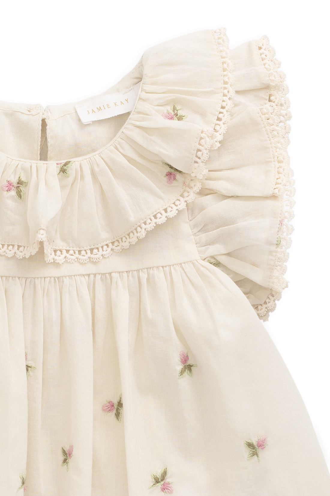 Organic Cotton Banks Blouse - Rosebud Egret Childrens Top from Jamie Kay USA