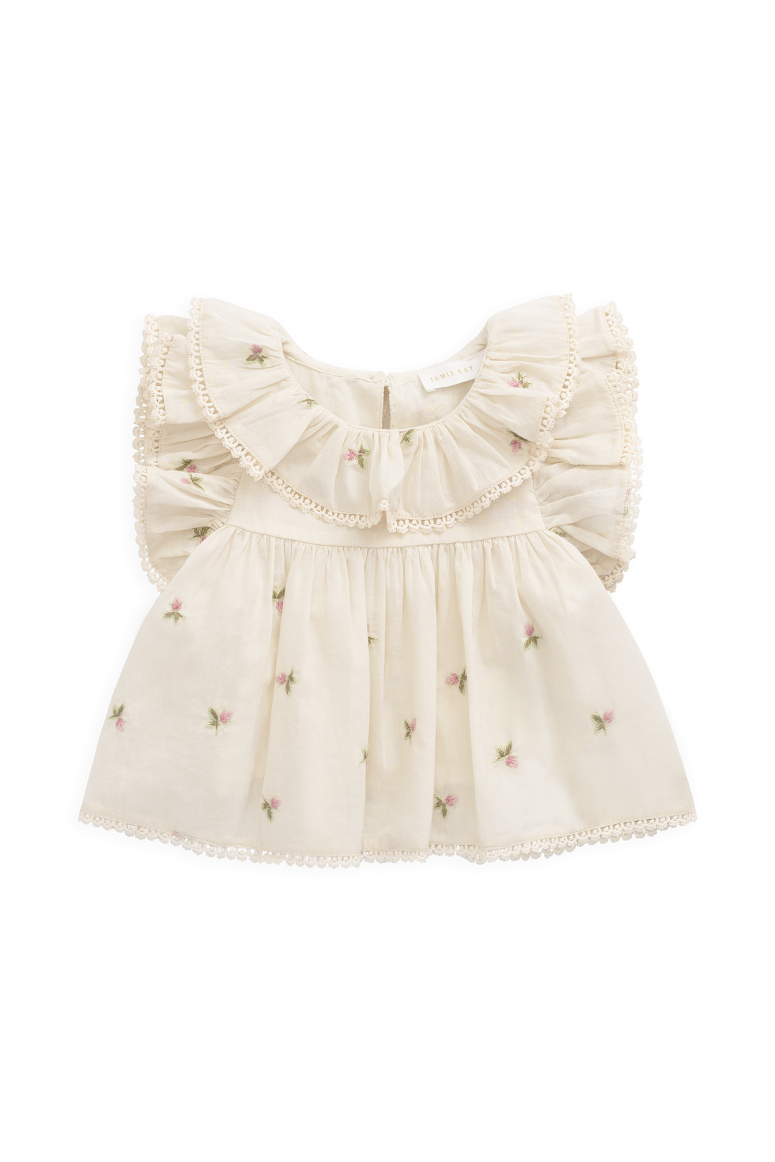 Organic Cotton Banks Blouse - Rosebud Egret Childrens Top from Jamie Kay USA